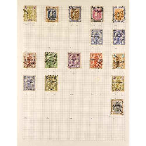 797 - MALTA 1863 - 1928 USED COLLECTION on pages includes 1863-81 ½d two shades, 1882-84 ½d, 1885-90 set w... 