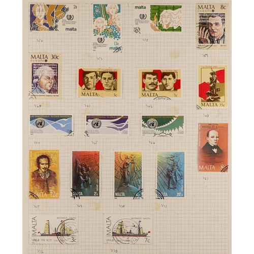 802 - MALTA 1937 - 1985 COMPLETE FINE USED COLLECTION in album, complete basic (no varieties) run from 193... 