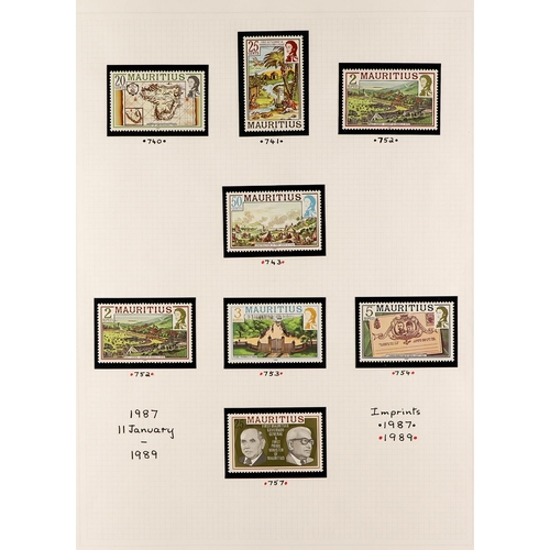 803 - MAURITIUS 1858-2004 COLLECTION in hingeless mounts on pages, includes several early imperfs, various... 