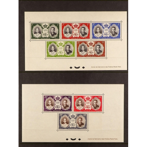 811 - MONACO 1956 Royal Wedding set in Limited Edition collective sheetlets, Yv 5 & 6, never hinged mint. ... 