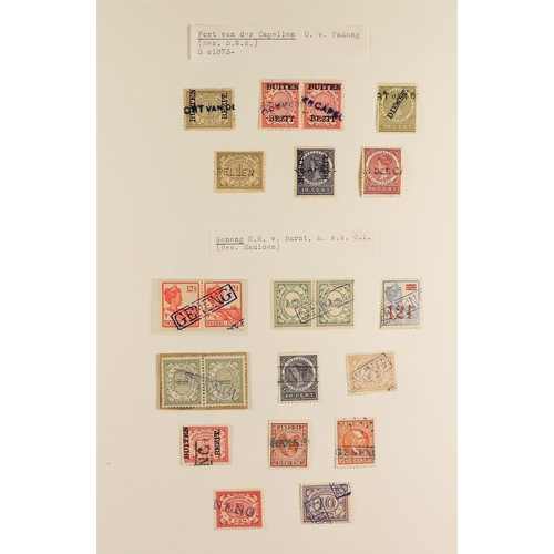 835 - NETHERLAND COLONIES NETHERLAND INDIES STRAIGHT-LINE & FRAMED TOWN CANCELLATIONS on stamps spanning t... 