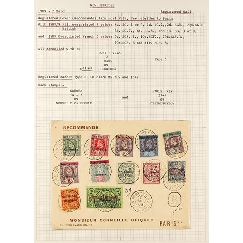 837 - NEW HEBRIDES POSTAL HISTORY / COVERS INCREDIBLE COLLECTION IN 9 ALBUMS. A very well-researched colle... 