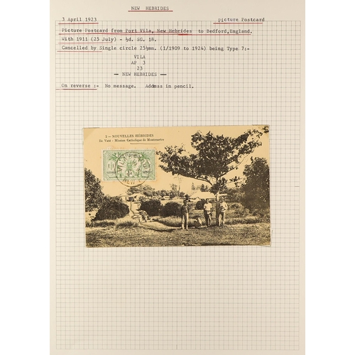 837 - NEW HEBRIDES POSTAL HISTORY / COVERS INCREDIBLE COLLECTION IN 9 ALBUMS. A very well-researched colle... 