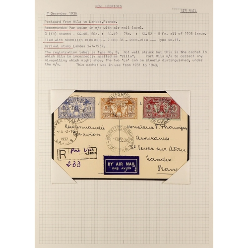 837 - NEW HEBRIDES POSTAL HISTORY / COVERS INCREDIBLE COLLECTION IN 9 ALBUMS. A very well-researched colle... 