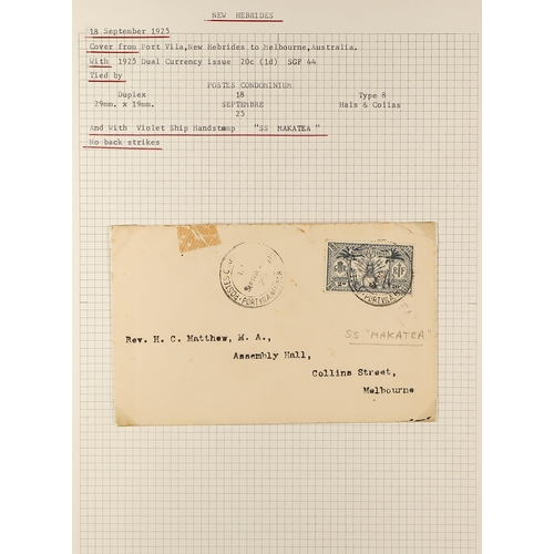 837 - NEW HEBRIDES POSTAL HISTORY / COVERS INCREDIBLE COLLECTION IN 9 ALBUMS. A very well-researched colle... 