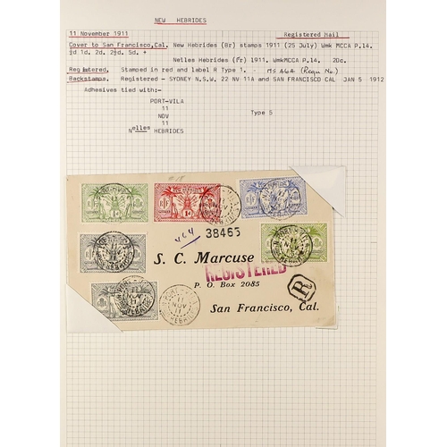 837 - NEW HEBRIDES POSTAL HISTORY / COVERS INCREDIBLE COLLECTION IN 9 ALBUMS. A very well-researched colle... 