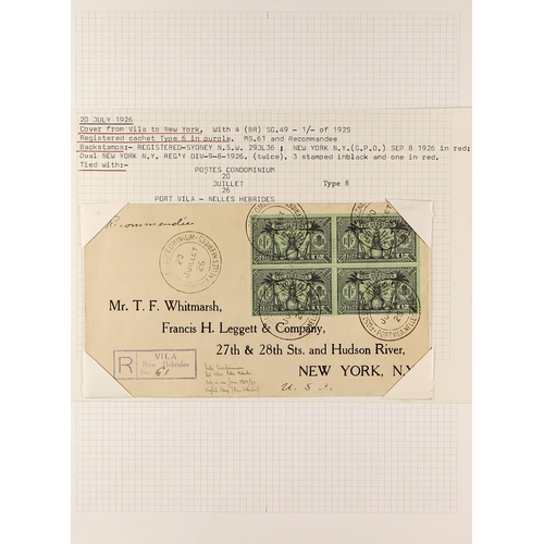 837 - NEW HEBRIDES POSTAL HISTORY / COVERS INCREDIBLE COLLECTION IN 9 ALBUMS. A very well-researched colle... 