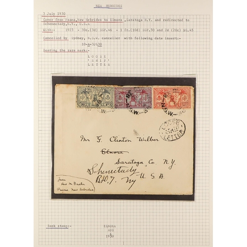 837 - NEW HEBRIDES POSTAL HISTORY / COVERS INCREDIBLE COLLECTION IN 9 ALBUMS. A very well-researched colle... 