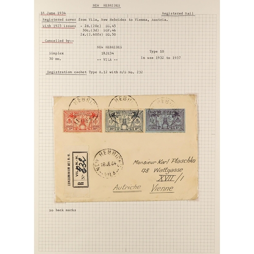 837 - NEW HEBRIDES POSTAL HISTORY / COVERS INCREDIBLE COLLECTION IN 9 ALBUMS. A very well-researched colle... 