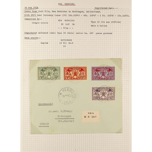 837 - NEW HEBRIDES POSTAL HISTORY / COVERS INCREDIBLE COLLECTION IN 9 ALBUMS. A very well-researched colle... 