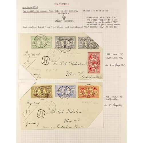 837 - NEW HEBRIDES POSTAL HISTORY / COVERS INCREDIBLE COLLECTION IN 9 ALBUMS. A very well-researched colle... 