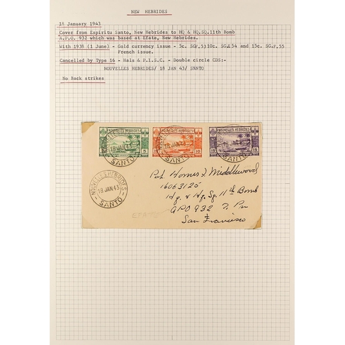 837 - NEW HEBRIDES POSTAL HISTORY / COVERS INCREDIBLE COLLECTION IN 9 ALBUMS. A very well-researched colle... 