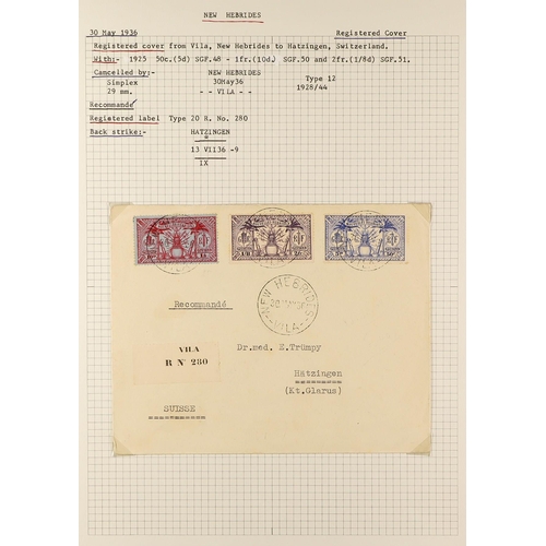 837 - NEW HEBRIDES POSTAL HISTORY / COVERS INCREDIBLE COLLECTION IN 9 ALBUMS. A very well-researched colle... 