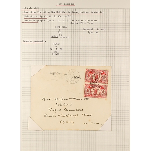 837 - NEW HEBRIDES POSTAL HISTORY / COVERS INCREDIBLE COLLECTION IN 9 ALBUMS. A very well-researched colle... 