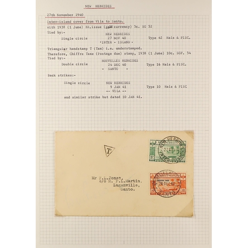 837 - NEW HEBRIDES POSTAL HISTORY / COVERS INCREDIBLE COLLECTION IN 9 ALBUMS. A very well-researched colle... 