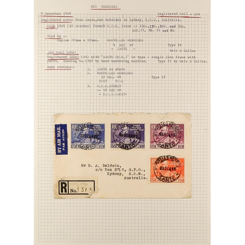 837 - NEW HEBRIDES POSTAL HISTORY / COVERS INCREDIBLE COLLECTION IN 9 ALBUMS. A very well-researched colle... 