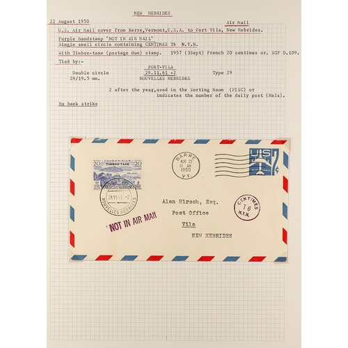 837 - NEW HEBRIDES POSTAL HISTORY / COVERS INCREDIBLE COLLECTION IN 9 ALBUMS. A very well-researched colle... 