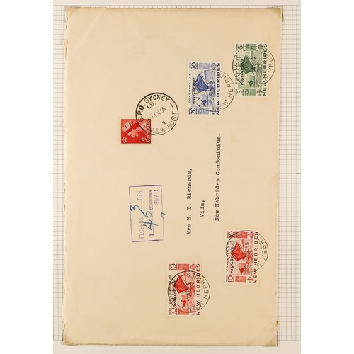 837 - NEW HEBRIDES POSTAL HISTORY / COVERS INCREDIBLE COLLECTION IN 9 ALBUMS. A very well-researched colle... 