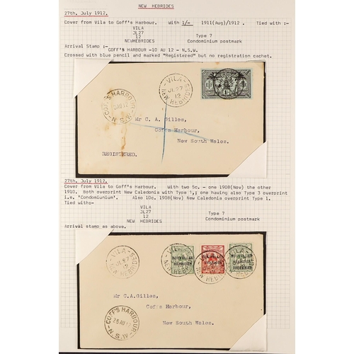 837 - NEW HEBRIDES POSTAL HISTORY / COVERS INCREDIBLE COLLECTION IN 9 ALBUMS. A very well-researched colle... 