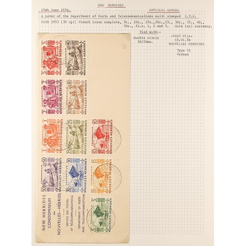 837 - NEW HEBRIDES POSTAL HISTORY / COVERS INCREDIBLE COLLECTION IN 9 ALBUMS. A very well-researched colle... 