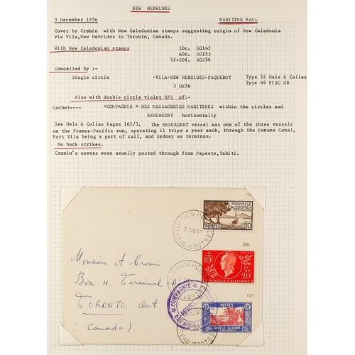 837 - NEW HEBRIDES POSTAL HISTORY / COVERS INCREDIBLE COLLECTION IN 9 ALBUMS. A very well-researched colle... 