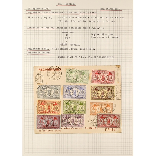 837 - NEW HEBRIDES POSTAL HISTORY / COVERS INCREDIBLE COLLECTION IN 9 ALBUMS. A very well-researched colle... 