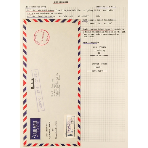 837 - NEW HEBRIDES POSTAL HISTORY / COVERS INCREDIBLE COLLECTION IN 9 ALBUMS. A very well-researched colle... 