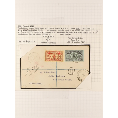 837 - NEW HEBRIDES POSTAL HISTORY / COVERS INCREDIBLE COLLECTION IN 9 ALBUMS. A very well-researched colle... 