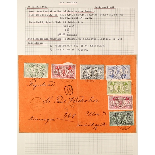 837 - NEW HEBRIDES POSTAL HISTORY / COVERS INCREDIBLE COLLECTION IN 9 ALBUMS. A very well-researched colle... 