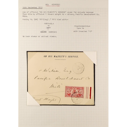 837 - NEW HEBRIDES POSTAL HISTORY / COVERS INCREDIBLE COLLECTION IN 9 ALBUMS. A very well-researched colle... 