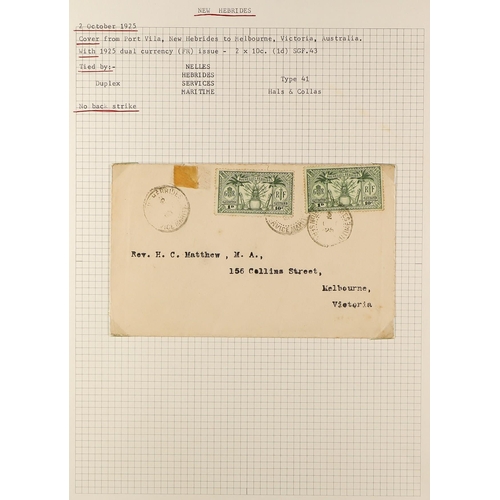 837 - NEW HEBRIDES POSTAL HISTORY / COVERS INCREDIBLE COLLECTION IN 9 ALBUMS. A very well-researched colle... 