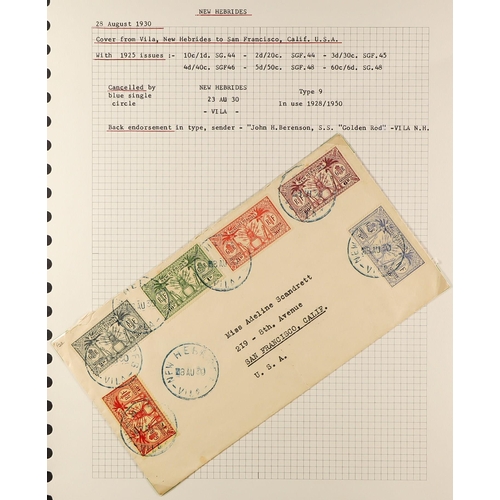 837 - NEW HEBRIDES POSTAL HISTORY / COVERS INCREDIBLE COLLECTION IN 9 ALBUMS. A very well-researched colle... 