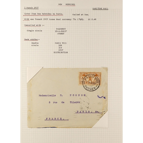 837 - NEW HEBRIDES POSTAL HISTORY / COVERS INCREDIBLE COLLECTION IN 9 ALBUMS. A very well-researched colle... 