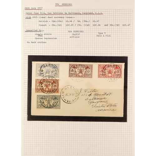 837 - NEW HEBRIDES POSTAL HISTORY / COVERS INCREDIBLE COLLECTION IN 9 ALBUMS. A very well-researched colle... 