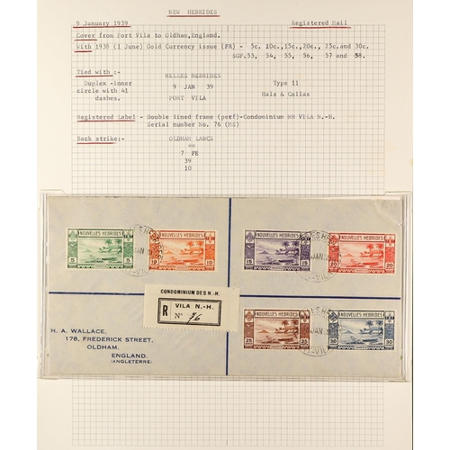 837 - NEW HEBRIDES POSTAL HISTORY / COVERS INCREDIBLE COLLECTION IN 9 ALBUMS. A very well-researched colle... 