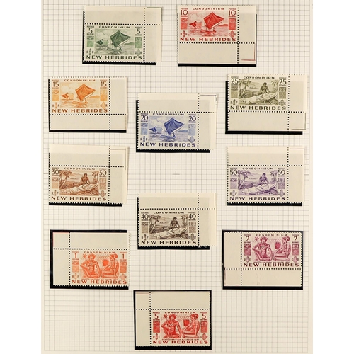 839 - NEW HEBRIDES 1911-77 COLLECTION on leaves, with mint (much of later is nhm) and some used, with Engl... 