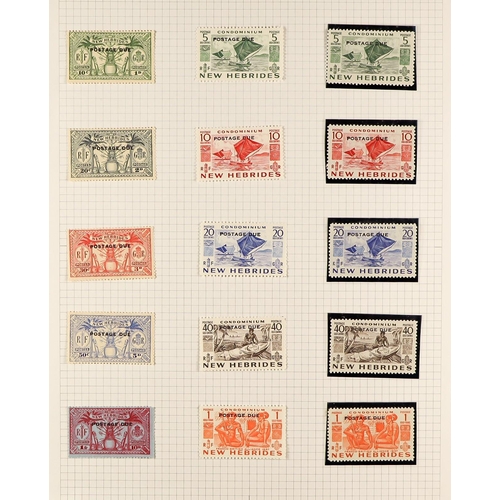 839 - NEW HEBRIDES 1911-77 COLLECTION on leaves, with mint (much of later is nhm) and some used, with Engl... 