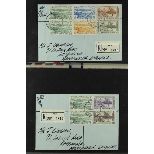 847 - NEW HEBRIDES ENGLISH COVERS COLLECTION in an album spanning 1953 - 1969. Interesting (approx 90 item... 