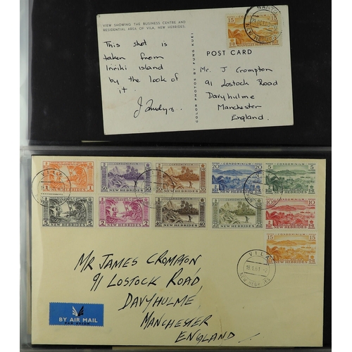 847 - NEW HEBRIDES ENGLISH COVERS COLLECTION in an album spanning 1953 - 1969. Interesting (approx 90 item... 