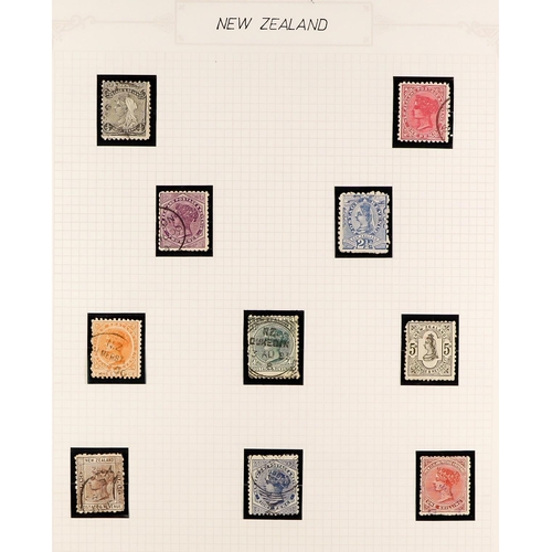 855 - NEW ZEALAND 1874-1972 USED COLLECTION in hingeless mounts in album, includes 1920 Peace set, 1935 Ex... 