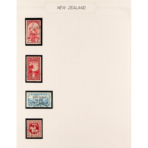 855 - NEW ZEALAND 1874-1972 USED COLLECTION in hingeless mounts in album, includes 1920 Peace set, 1935 Ex... 