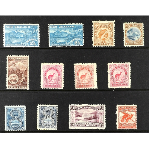 873 - NEW ZEALAND 1902-07 Pictorial perf 11 complete set to 1s with some additional listed shades, SG 308/... 