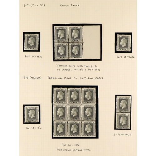 879 - NEW ZEALAND 1915 - 1922 RECESS-PRINTED DEFINITIVES SPECIALISED COLLECTION of chiefly very fine mint ... 