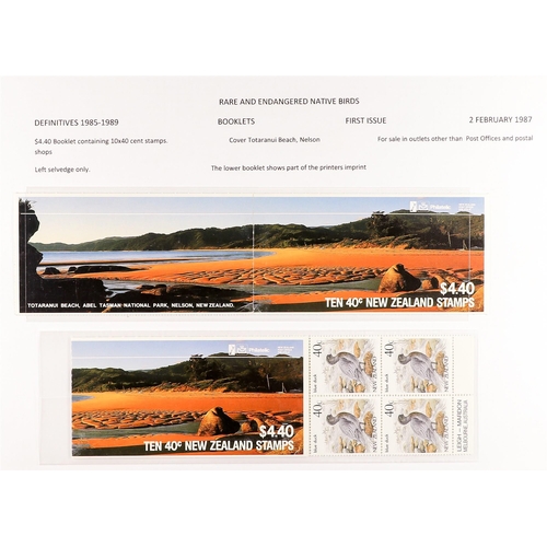 883 - NEW ZEALAND 1967 - 1999 BOOKLETS SPECIALIZED COLLECTION written up in two albums, showing various ty... 