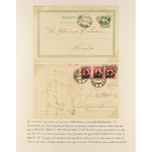 901 - NORWAY TRAVELLING POST OFFICES COLLECTION 1880's-1980's of covers and cards written-up on pages for ... 