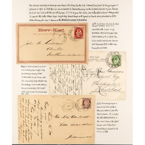 901 - NORWAY TRAVELLING POST OFFICES COLLECTION 1880's-1980's of covers and cards written-up on pages for ... 