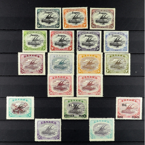 915 - PAPUA 1906 - 1932 MINT COLLECTION on black stock pages, begins 1906 6d black and myrtle-green SG 18,... 