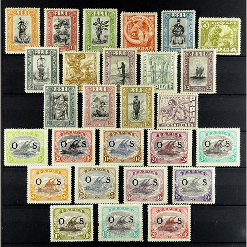 915 - PAPUA 1906 - 1932 MINT COLLECTION on black stock pages, begins 1906 6d black and myrtle-green SG 18,... 