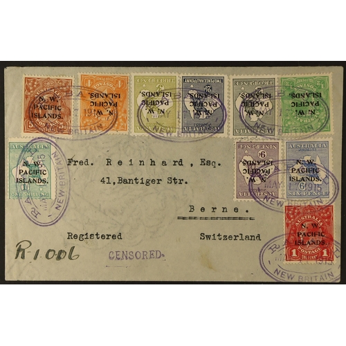 916 - NEW GUINEA 1915 (17 May) env registered to Switzerland bearing a franking of 10 different overprinte... 