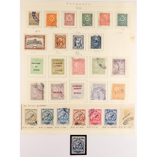 919 - PARAGUAY 1893 - 1964 COLLECTION of mint and used stamps on album pages with imperfs, bisects, offici... 